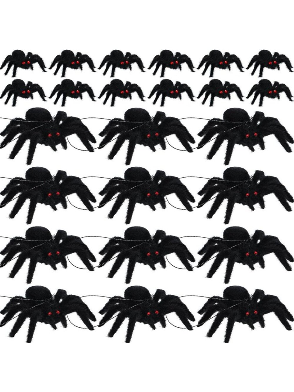 24 Pcs Halloween Spider Decorations - Black Creepy Crawlers for Spooky Decor